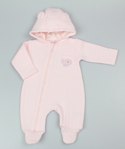 Baby Plain Hooded All in One - Pink (0-9m) (PK6)  M15951