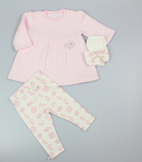 Baby Winter Dress Set - Animals/Pink  (0-9m) (PK6)  M15953