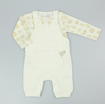 Baby Quilted Dungaree Set - Cream (0-9m) (PK6)  M15961
