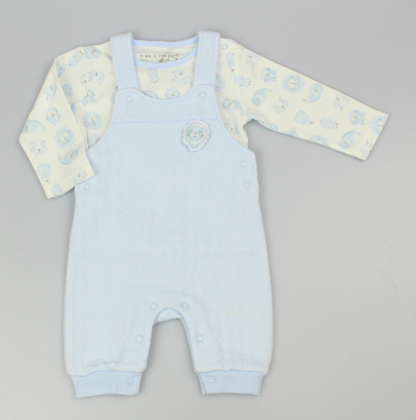 Baby Quilted Dungaree Set - Sky Blue (0-9m) (PK6)  M15956