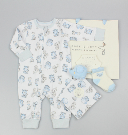Baby Gift Set - Blue Elephant (0-6m) (PK6)  M15855
