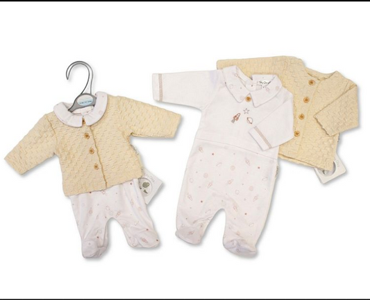 Premature Baby Boys 2 pcs Jacquard Set - Space (3-8lbs) (PK6)  PB-20-729