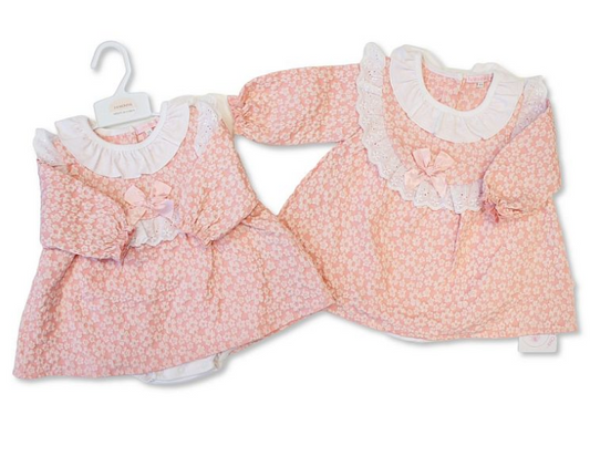 Baby Girls Dress with Lace and Bow - Flowers (NB-9m) (PK6)  BIS-2020-2630