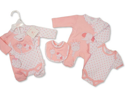 Premature Baby Girls 4 Pieces Set - Elephant and Giraffe (3-8lbs) (PK6)  PB-20-737P