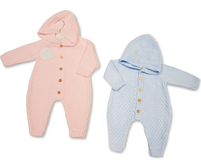 Knitted Baby All-In-One with Hood (NB-6m) (PK6) BW-10-1234