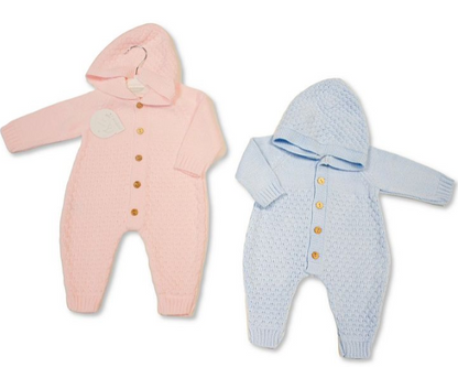 Knitted Baby All-In-One with Hood (NB-6m) (PK6) BW-10-1234