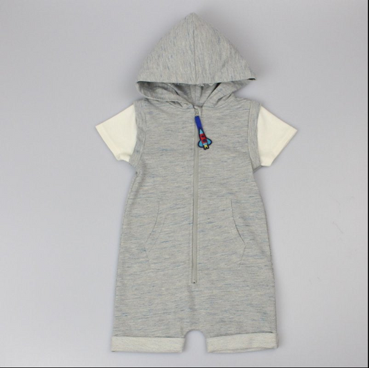 Baby Boys Hooded Romper - Rocket (6-24 Months) (PK6) D32755