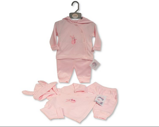 Baby Girls 2 pcs Set with Hood - Bunny  (PK6) (NB-6) BIS-2020-2559