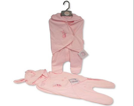 Baby Girls Wrap-Over All in One with Hood - Bunny (PK6) (NB-3) BIS-2020-2558
