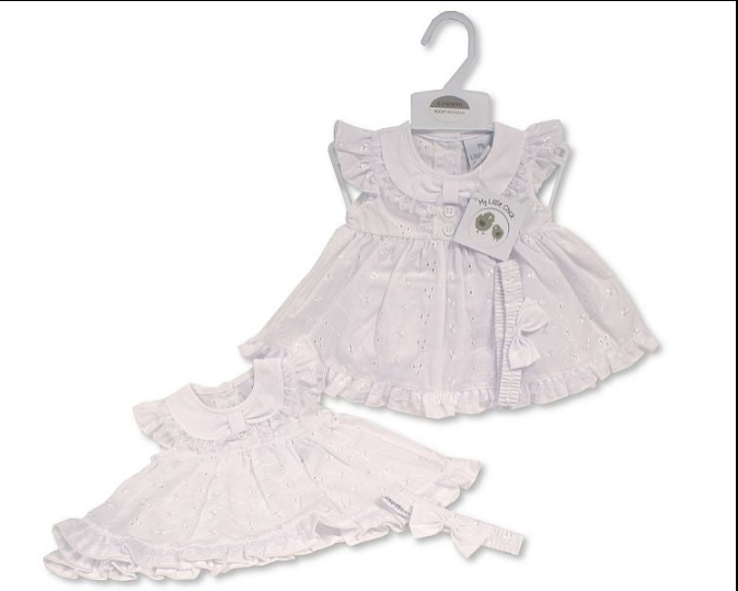 Baby Dress with Embroidery and Lace (NB-6m) (PK6) BIS-2120-6267