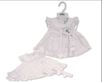 Baby Dress with Embroidery and Lace (NB-6m) (PK6) BIS-2120-6267