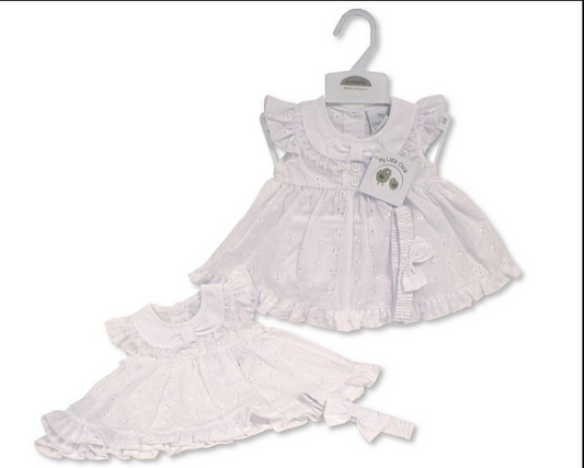 Baby Dress with Embroidery and Lace (NB-6m) (PK6) BIS-2120-6267