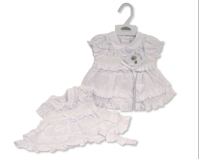 Tiered Baby Dress with Smocking and Bow (NB-6m) (PK6) BIS-2120-6266