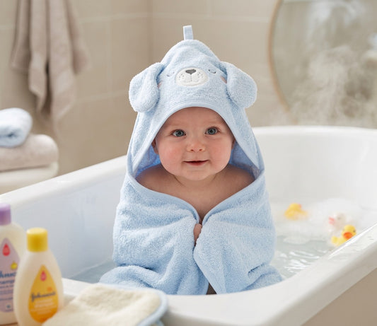 Baby Novelty Hooded Robes - Blue Puppy (PK6) (75x75cm) K14280