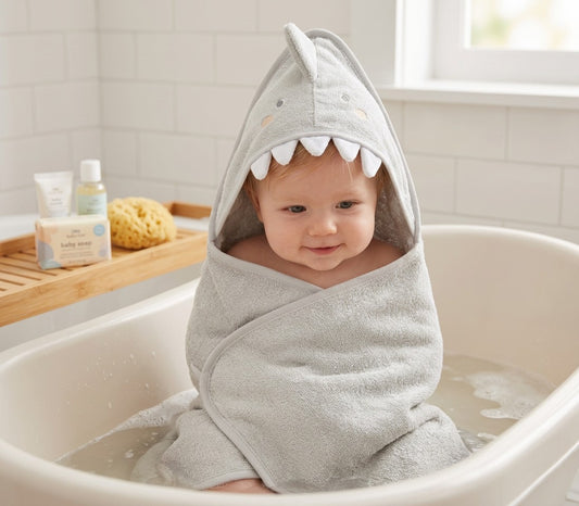 Baby Novelty Hooded Robes - Grey Teddy (PK6) (75x75cm) K14284