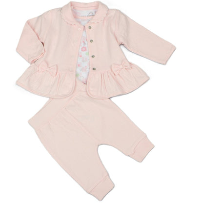Baby Girls Waffle Fabric 3 Piece Outfit: Jacket, S/S top & Pant (Pack of 6) - M14268