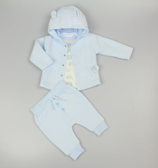 Quilted 3pc Jacket Set - Sky (0-9M) (PK6) M15957