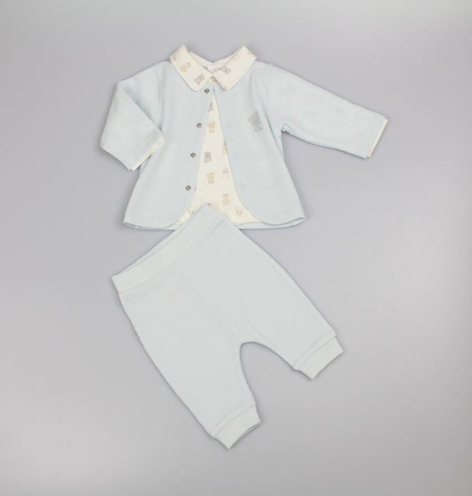Baby Boys 3pc Waffle Jacket Set - Tiny Teddies (PK6) (0-9m) N14753