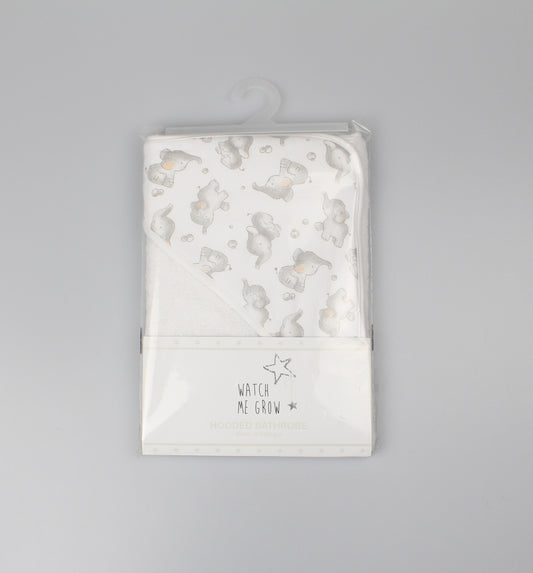 Hooded Bath Robe Towel - White/Pink Elephants(PK1) (70x70cm) H13728