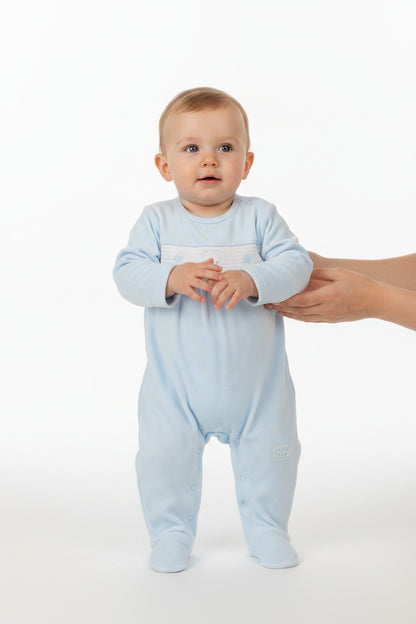 Baby Velour All in One - Smocked/Sky (0-9M) (PK6) M15965