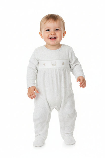 Baby Velour All in One - Grey Smocked (0-9M) (PK6) M15973