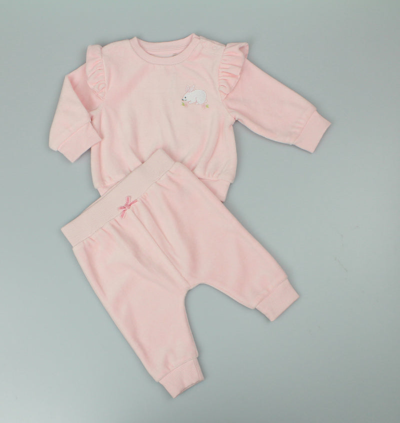 2pc Velour Jogging Suit Set - Pink Frill (0-9M) (PK6) H13502