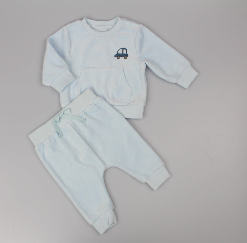 2pc Velour Jogging Suit Set - Sky  (0-9M) (PK6) H13505