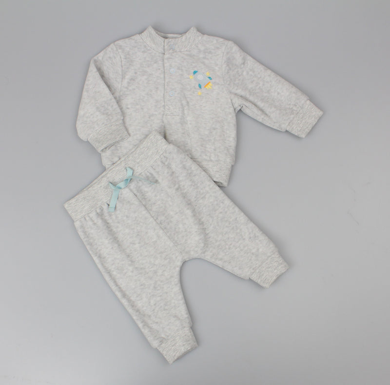 2pc Velour Jogging Suit Set - Grey/Rocket (0-9M) (PK6) H13511