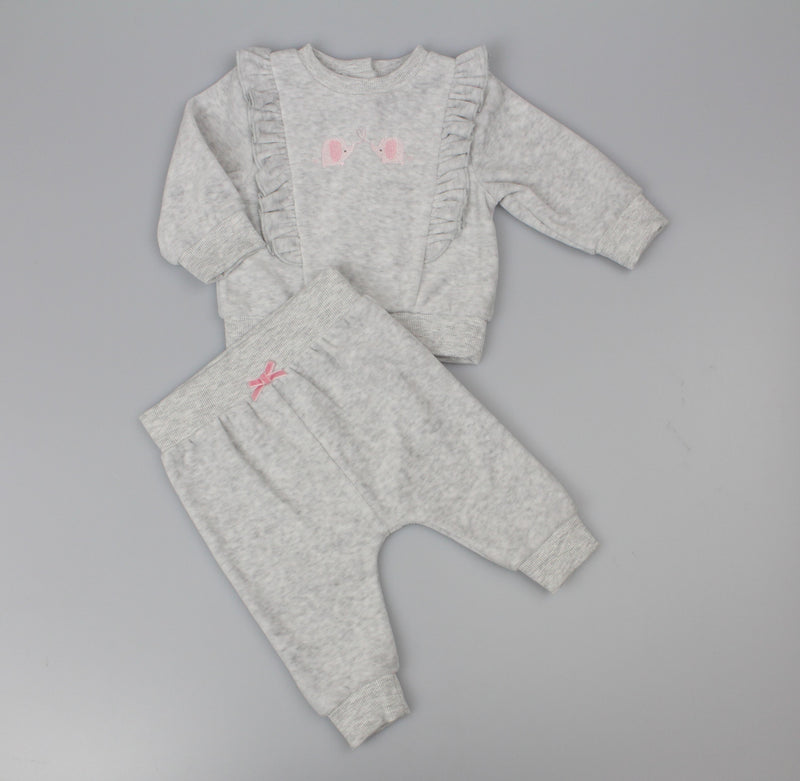 2pc Velour Jogging Suit Set - Grey/Elephant (0-9M) (PK6) H13512