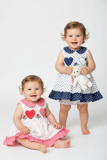 Baby Dress - Polka/Hearts (0-9months) (PK6) DRS16