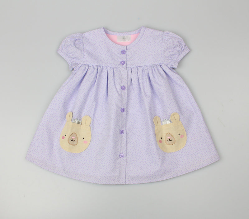 GIRLS ALL OVER EMBROIDERY DRESS LILAC (PK 6) (1-2 YEARS) E33215
