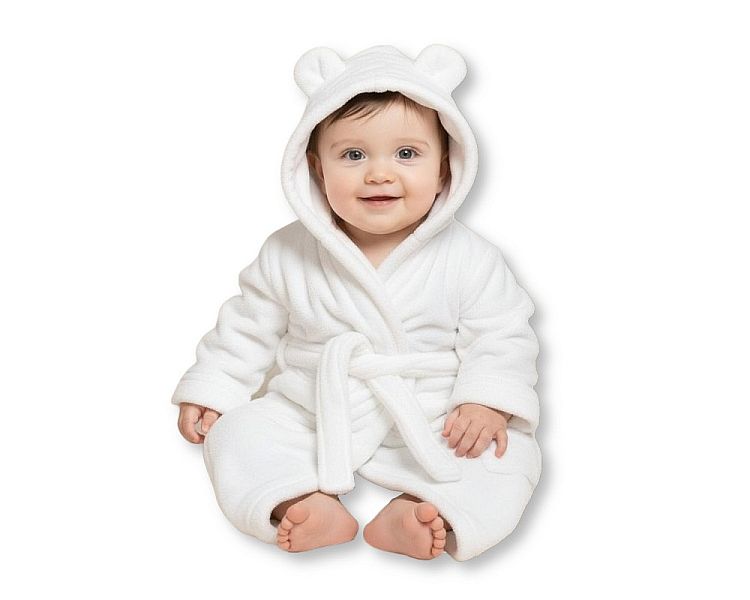 Supersoft Baby Dressing Gown/ Robe -White (PK6) (3-24m) BIS-2020-2345w