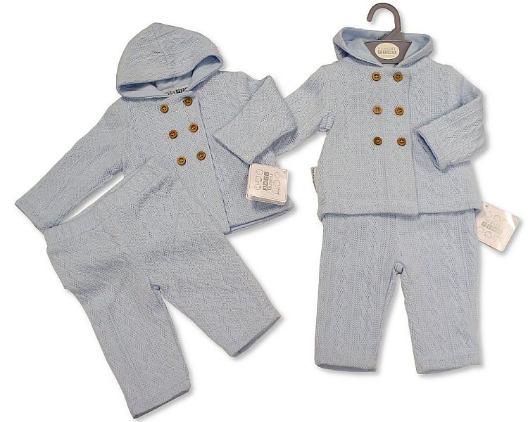 Baby Boys 2 Pieces Set with Hood - Sky (NB-6m) (PK6) BIS-2020-2529s