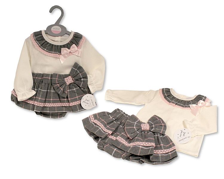 Baby Girls 2 pcs Skirt Set with Bows and Lace - (0-12 Months) (PK6) Bis-2020-2531
