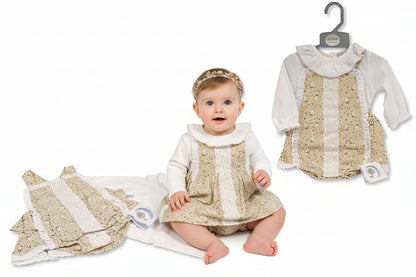 Baby Girls 2 pcs Short Dungaree Set with Lace (PK6) (NB-9) BIS-2020-2582