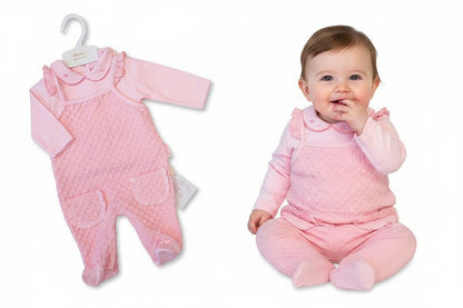 Baby Girls Jacquard 2 pcs Dungaree Set with Pockets (NB-9m) (PK6)  BIS-2020-2634