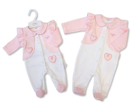 Baby Girls All-In-One with Faux Waistcoat - Cuddle Me (NB-6m) (PK6)  BIS-2020-2637