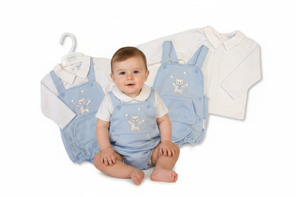 Baby Boys 2 pcs Short Dungaree Set - Snowballs (NB-9m) (PK6)  BIS-2020-2647