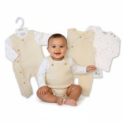 Baby Boys 2 pcs Jacquard Dungaree Set - Space  (NB-9m) (PK6)  BIS-2020-2649