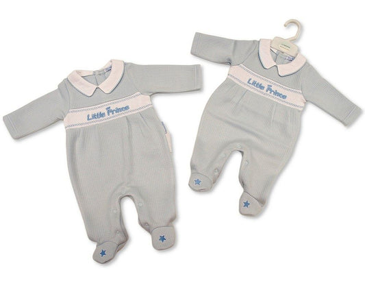 Baby Boys All in One with Smocking - Little Prince (PK6) (NB-6m) BIS-2020-2667