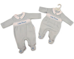 Baby Boys All in One with Smocking - Little Prince (PK6) (NB-6m) BIS-2020-2667