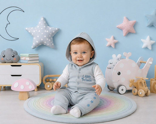 Baby Boys 3 pcs Hooded Set - Little Prince (PK6) (NB-6m) BIS-2020-2669