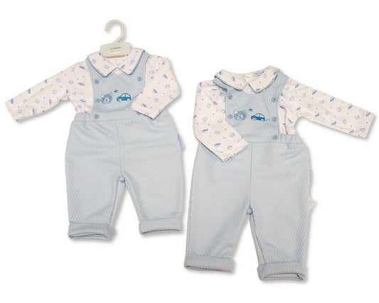 Baby Boys 2 pcs Dungaree Set - Car and Teddy (PK6) (NB-6m) BIS-2020-2685