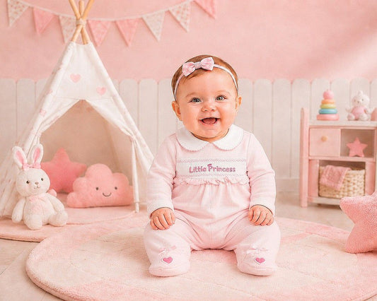 Baby Girls All in One with Smocking - Little Princess (PK6) (NB-6m) BIS-2020-2688