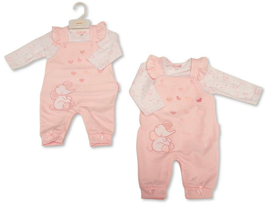 Baby Girls 2 pcs Dungaree Set - Elephant (PK6) (NB-6m) BIS-2020-2691