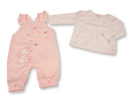 Baby Girls 2 pcs Dungaree Set - Elephant (PK6) (NB-6m) BIS-2020-2691