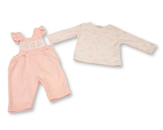 Baby Girls 2 pcs Dungaree Set with Smocking - Elephant (PK6) (NB-6m) BIS-2020-2693