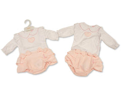 Baby Girls 2 pcs Set with Bows - Hearts (PK6) (NB-6m) BIS-2020-2696