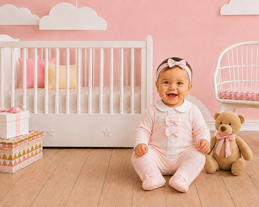 Baby Girls All in One with Lace and Bows - Hearts (PK6) (NB-6m) BIS-2020-2697
