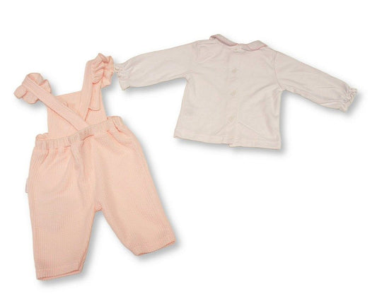 Baby Girls 2 pcs Dungaree Set with Bows - Hearts (PK6) (NB-6m) BIS-2020-2698
